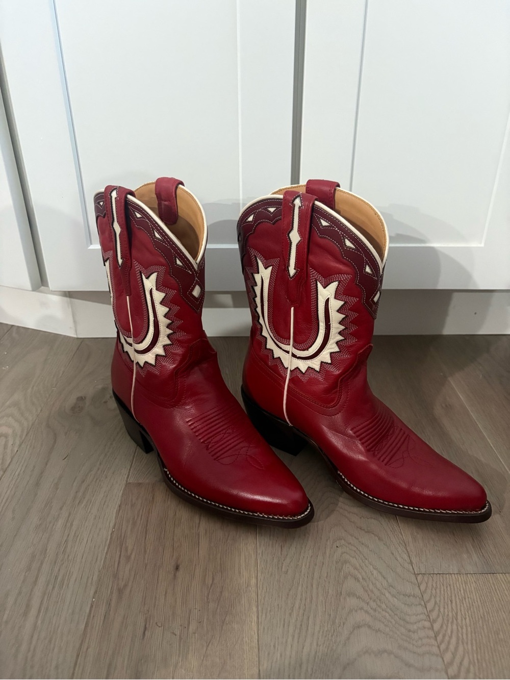 Tecovas Jolene Crimson Red Leather Western Heeled Boots size 6.5